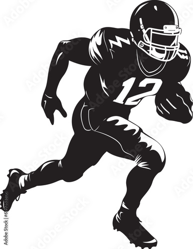 Victory Pursuit American Football Player Icon Gridiron King Black Football Emblem Design