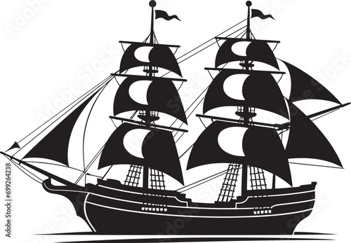 Aged Mariner Vector Ancient Ship Mythical Galleon Black Ship Design