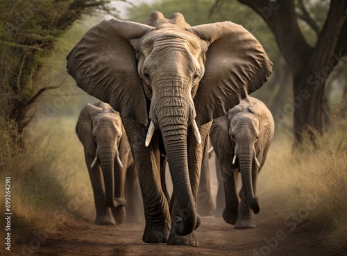 elephant family in savannah © grigoryepremyan
