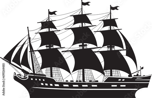 Ancient Voyage Black Ship Emblem Timeless Navigators Vector Ancient Ship