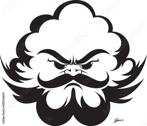 Irate Overcast Cartoon Cloud Black Logo Thunderstorm Fury Angry Cloud Icon Design