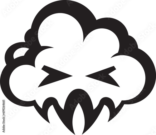 Thunderous Frenzy Angry Cloud Logo Icon Stormy Vortex Vector Cartoon Cloud