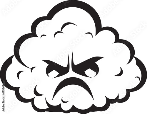 Thunderous Rage Angry Cloud Design Agitated Vapor Vector Angry Cloud Emblem
