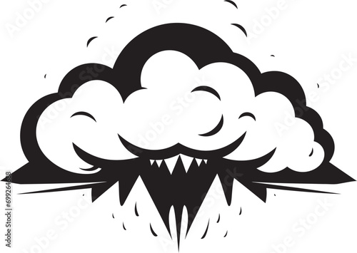 Vexed Vapor Black Angry Cloud Character Thunderous Fume Angry Cartoon Cloud Emblem