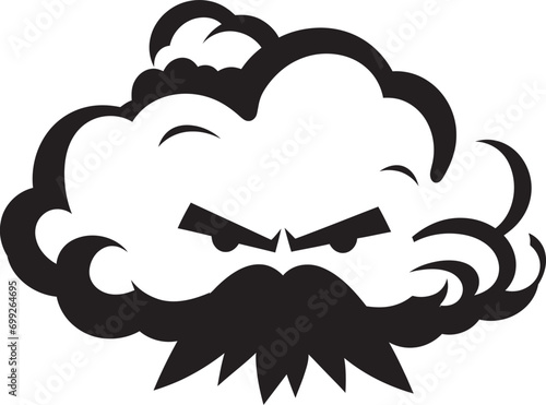 Thunderous Fume Angry Cartoon Cloud Emblem Tempestuous Squall Vector Angry Cloud