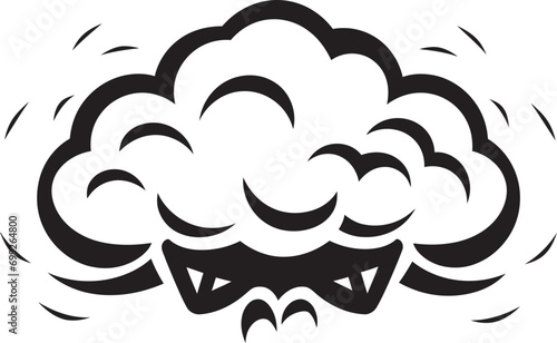 Vexed Vapor Black Angry Cloud Emblem Thunderous Fume Angry Cartoon Cloud Logo