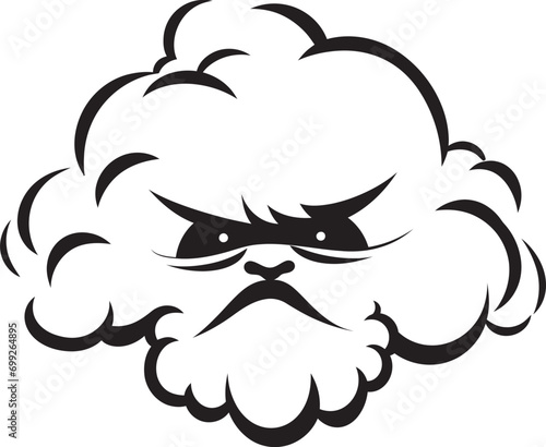 Stormy Fury Vector Angry Cloud Design Wrathful Squall Black Cloud Cartoon Emblem