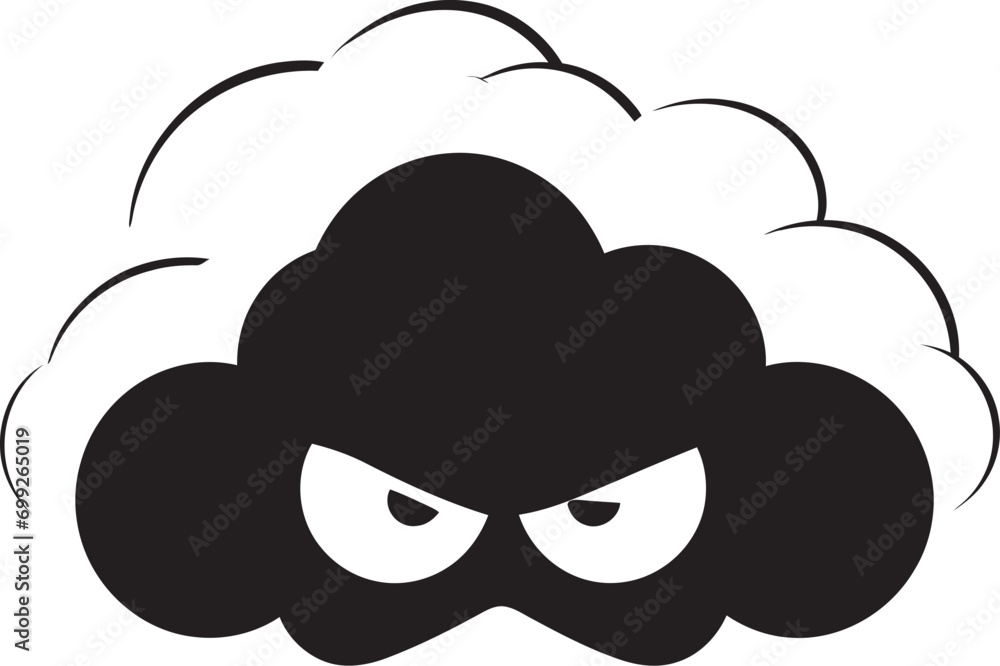 Tempest Fury Black Cartoon Cloud Logo Raging Nimbus Angry Vector Cloud Icon Tempest Fury Black Cartoon Cloud Logo Raging Nimbus Angry Vector Cloud Icon
