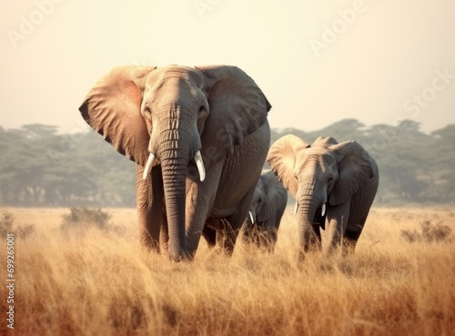 elephant family in savannah