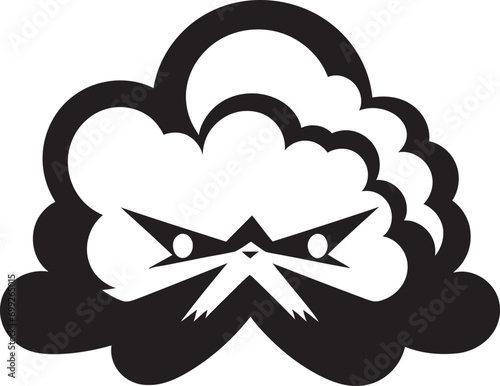 Thunderous Fume Angry Cloud Emblem Design Raging Gale Vector Angry Cloud Character