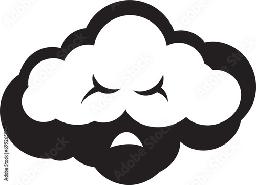 Brooding Squall Cartoon Cloud Black Emblem Thunderous Wrath Angry Cloud Logo Design
