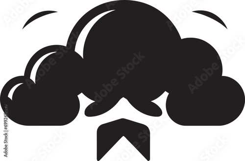 Tempest Fury Angry Cloud Logo Design Thunderous Wrath Black Cartoon Cloud Icon