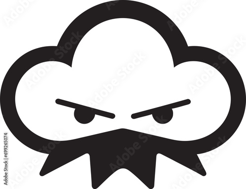 Thunderous Nimbus Cartoon Cloud Black Icon Stormy Squall Angry Vector Cloud Emblem
