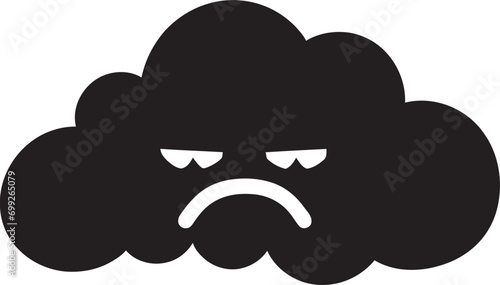 Stormy Squall Angry Vector Cloud Emblem Wrathful Fury Black Cloud Character Logo
