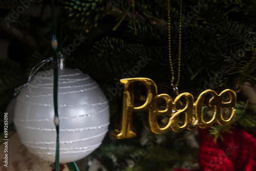 Christmas Tree with Peace Ornament