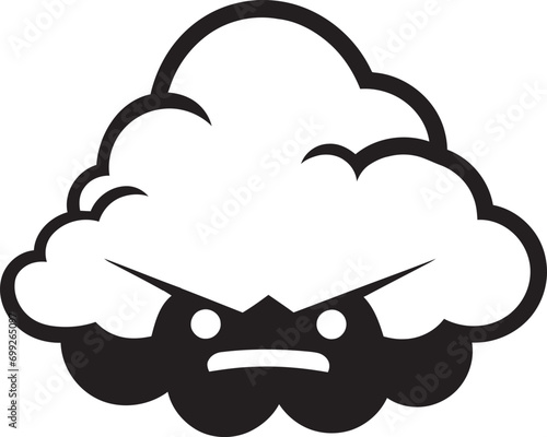 Thunderous Squall Black Cartoon Cloud Icon Angry Cumulonimbus Angry Cloud Logo Design
