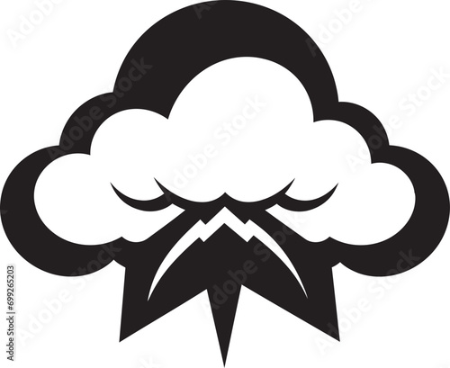 Stormy Fury Cartoon Cloud Black Emblem Wrathful Tempest Angry Vector Cloud Icon