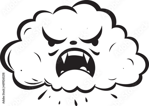 Thunderous Squall Angry Cloud Logo Stormy Fury Cartoon Cloud Black Emblem