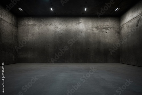 Dark Concrete Wall Background Grunge Product Placement Garage Scene © grigoryepremyan