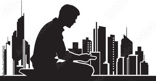 Architectural Maestro Vector Black Logo Icon Blueprint Visionary Architect Man Emblem Design