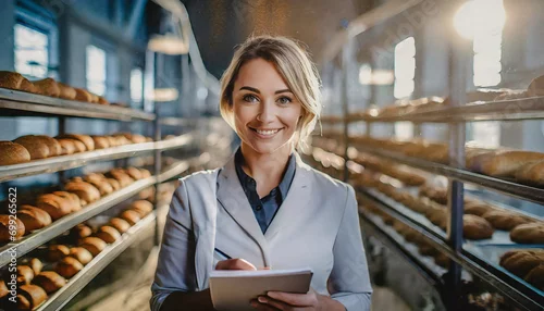 Panel kuchenny z motywem Kierownik inspekcji w piekarni. AI Generative