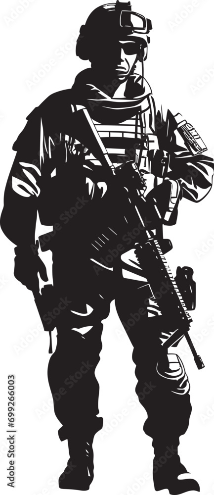 Militant Precision Armed Forces Emblem Design Warrior Valor Black Vector Soldier Logo Militant Precision Armed Forces Emblem Design Warrior Valor Black Vector Soldier Logo