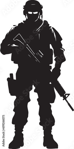 Defensive Guardian Armed Armyman Black Icon Combatant Vigor Vector Armyman Emblem © BABBAN