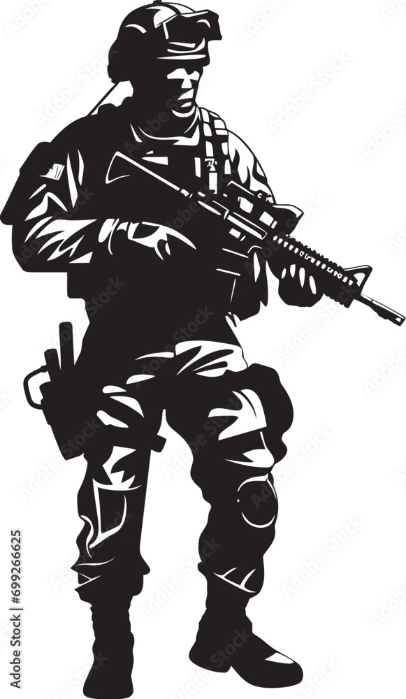 Combat Precision Vector Armed Forces Logo Defender s Resolve Armed Man Black Emblem Combat Precision Vector Armed Forces Logo Defender s Resolve Armed Man Black Emblem
