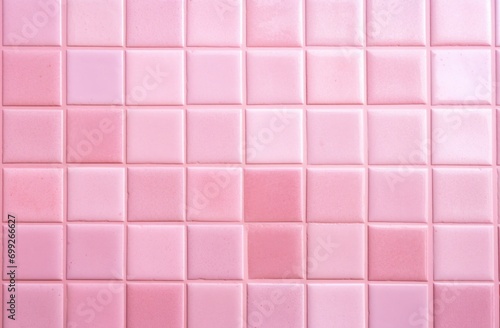  real photo of colorful bright pink tiles square mosaictiles wall of the bathroom photo