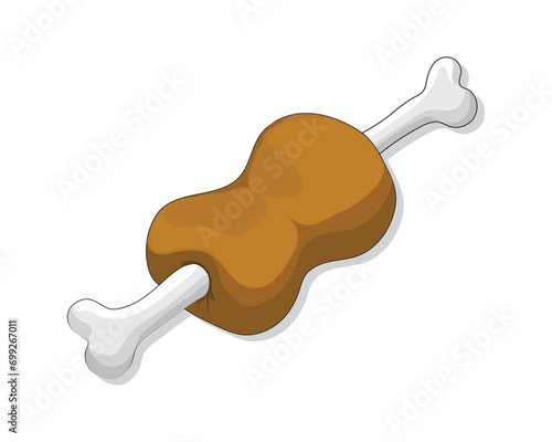 vector design, cartoon illustration of a roast with white bones remaining on each edge