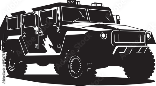 Commander s Vehicle 4x4 Army Vector Symbol Pathfinder Reconnaissance Black SUV Icon