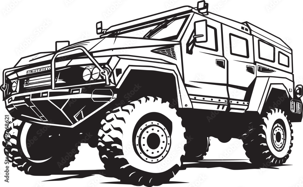 Naklejka premium Tactical Rover Vector Black Logo Emblem Off Road Command Army Vehicle Icon