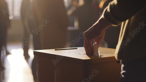 Person casting ballot into box during election © tiagozr