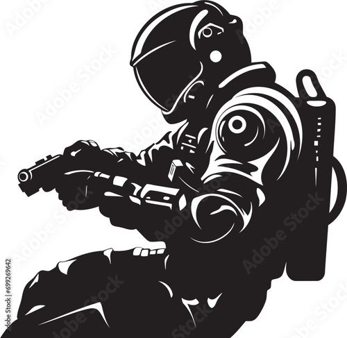 Stellar Navigator Vector Astronaut Symbol Cosmos Trailblazer Black Helmet Logo