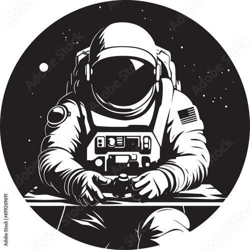 Galactic Trailblazer Astronaut Helmet Symbol Interstellar Adventurer Black Space Logo