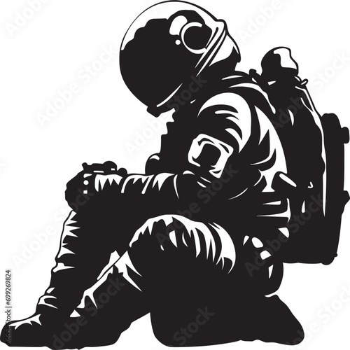 Stellar Navigator Vector Astronaut Symbol Cosmos Trailblazer Black Helmet Logo