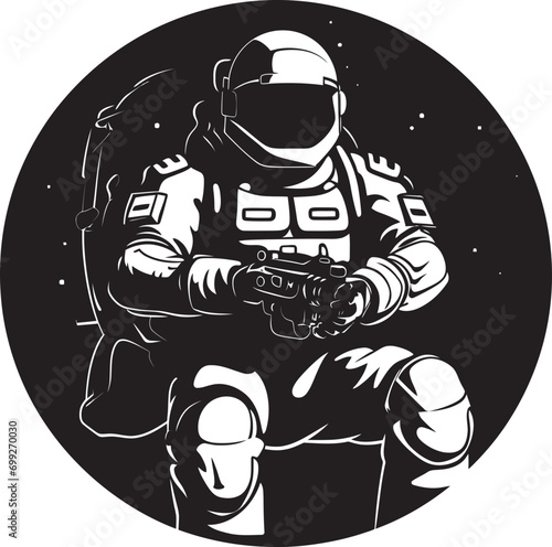 Galactic Pathfinder Black Vector Logo Celestial Trailblazer Astronaut Symbol