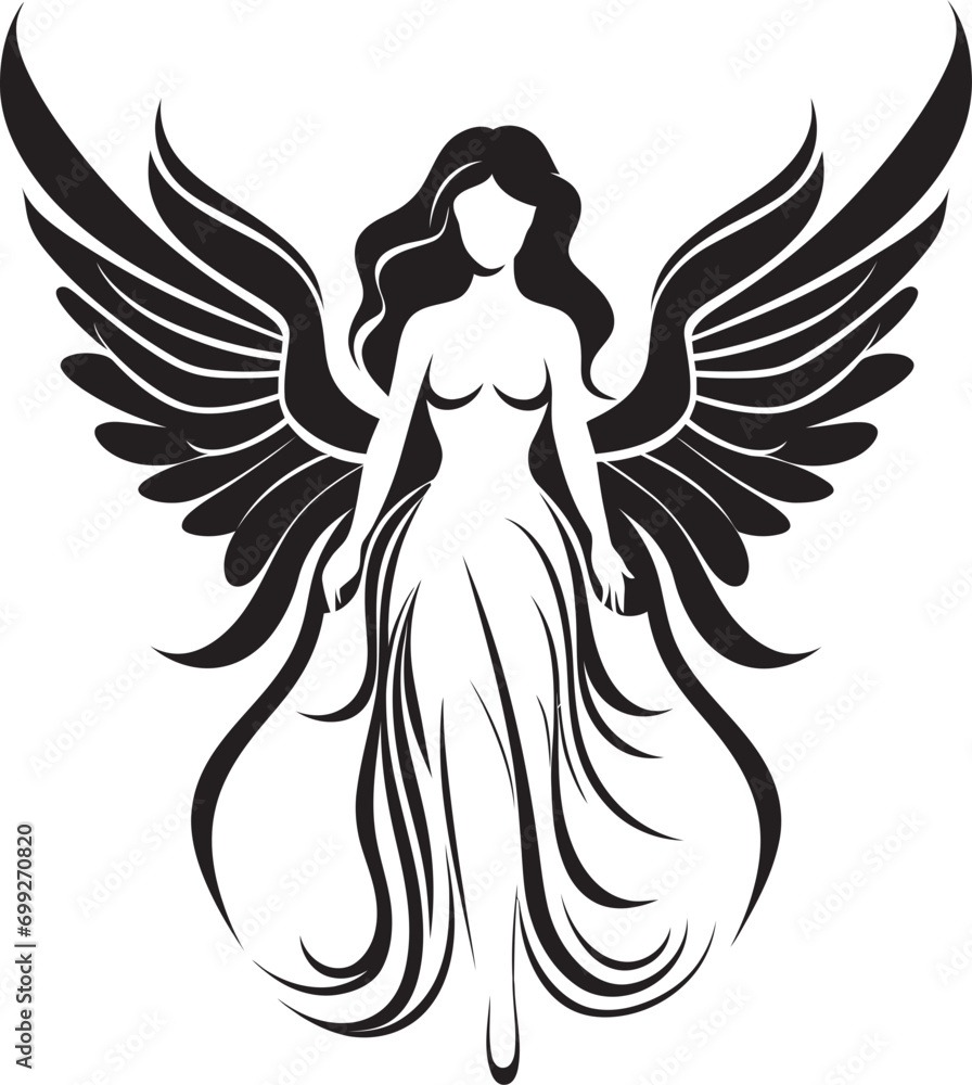 Ethereal Guardian Vector Angel Icon Radiant Serenity Black Angel Logo Ethereal Guardian Vector Angel Icon Radiant Serenity Black Angel Logo