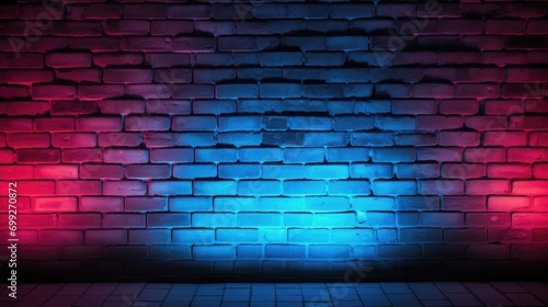  Lighting Effect red and blue on brick wall for background party happiness concept   For showing products or placing products