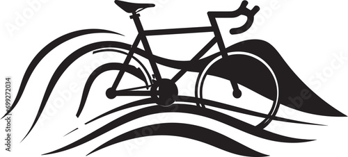 SleekCyclist Black Bicycle Emblem CycleRoute Iconic Bike Vector Design photo