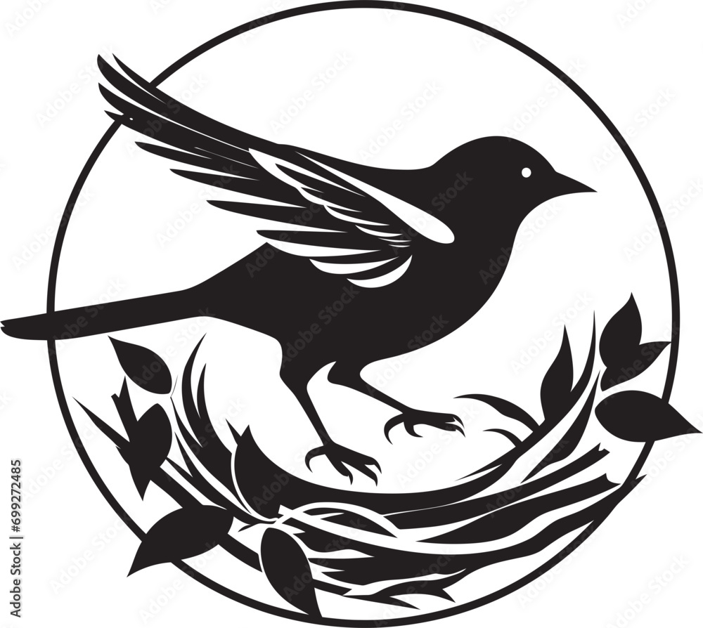 Obraz premium Aerial Artistry Black Nest Emblem Bird s Haven Vector Nest Logo