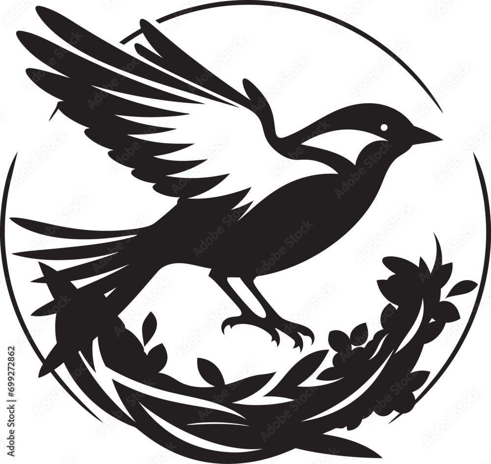 Obraz premium NestCraft Vector Bird Iconic Emblem Avian Artistry Black Nest Logo Design