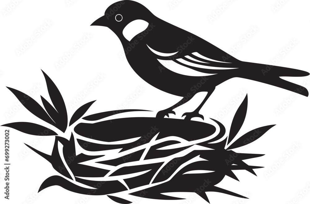 Crafted Perch Vector Nest Logo Aviary Maven Black Bird Nest Icon Crafted Perch Vector Nest Logo Aviary Maven Black Bird Nest Icon
