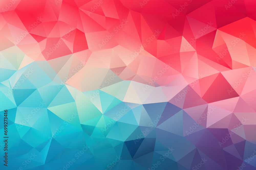 Obraz premium Vibrant Geometric Canvas, Red & Teal Low Poly Background