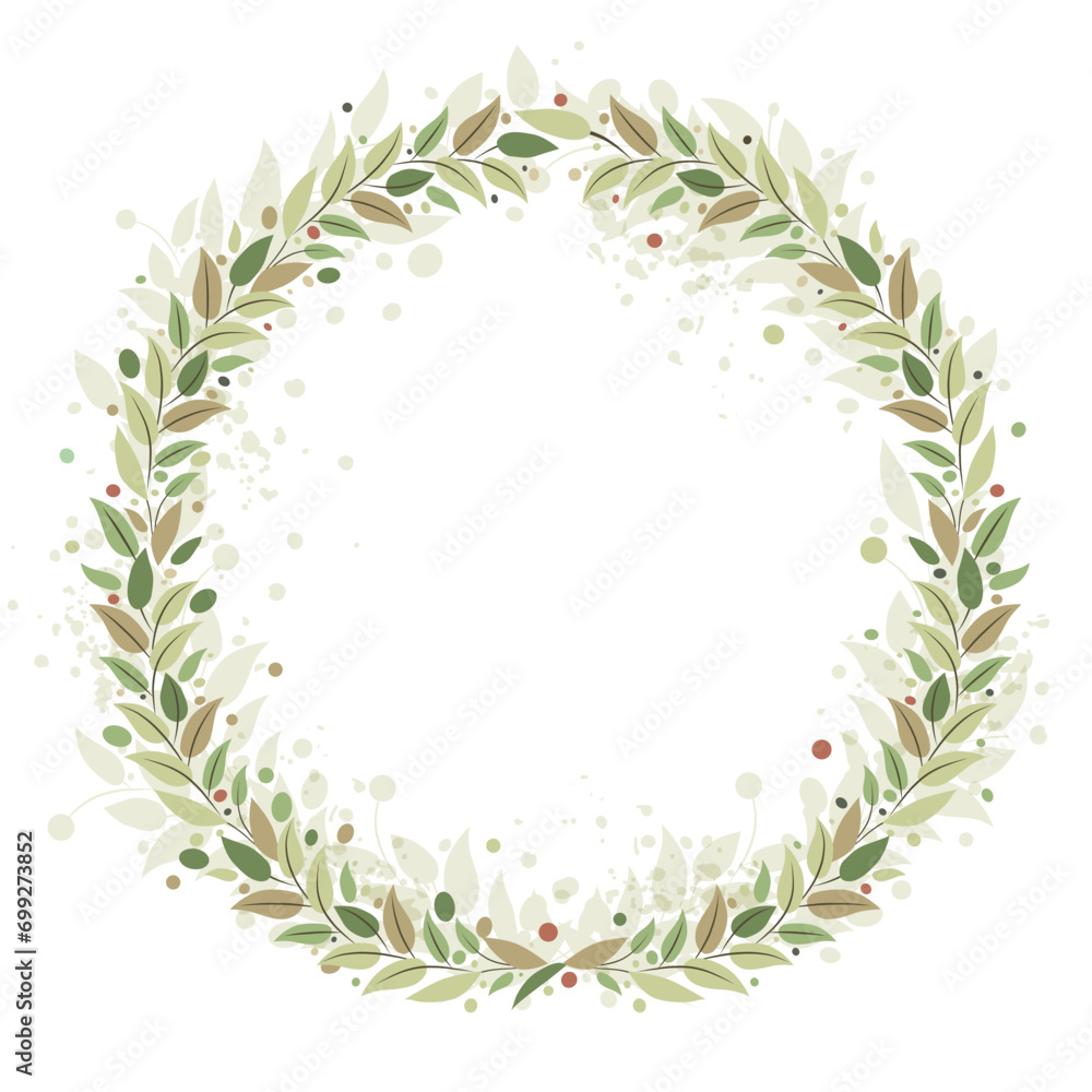 Autumn Foliage Wreath. Vibrant Watercolor-Style Vector Illustration Isolated on White Background