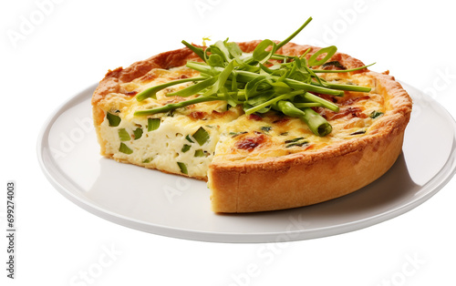 Quiche recipe isolated on transparent background.