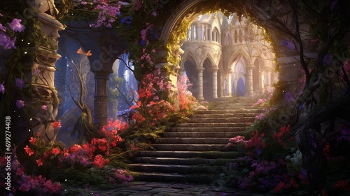  A beautiful secret fairytale garden with flower arches and colorful greenery
