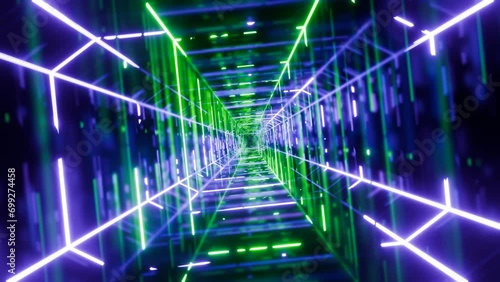 Incredible cyber geometric neon geometric animation photo