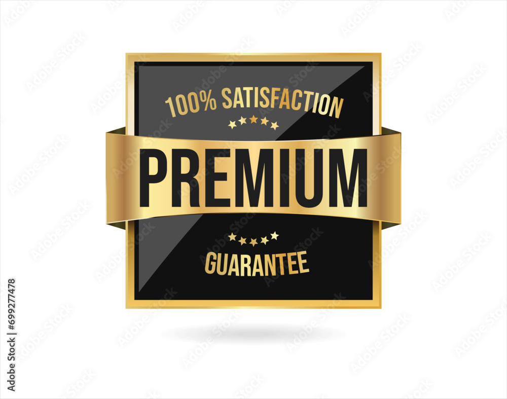 Premium Quality golden badge isolated on white background vector illustration  