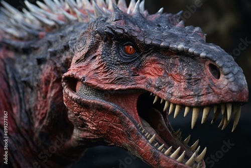 close up of a large carnivorous dinosaur. Generative AI